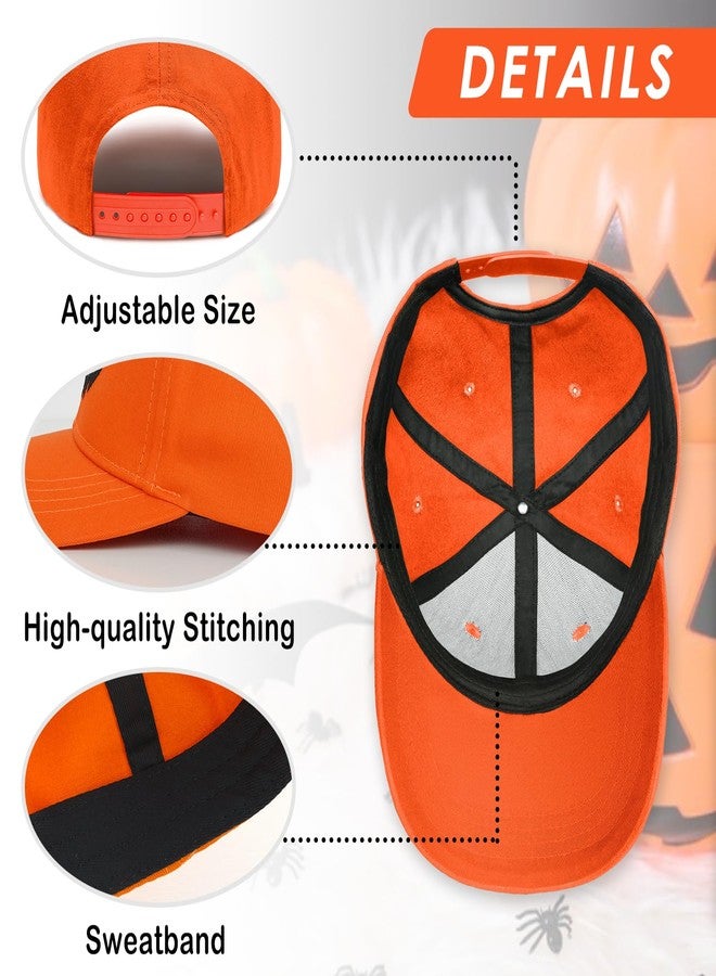 singwe Halloween Hat Pumpkin Hat Horror Baseball Cap Scary Pumpkin Face Funny Hats Orange for Men Women Embroidered Dad Hat - Image 3